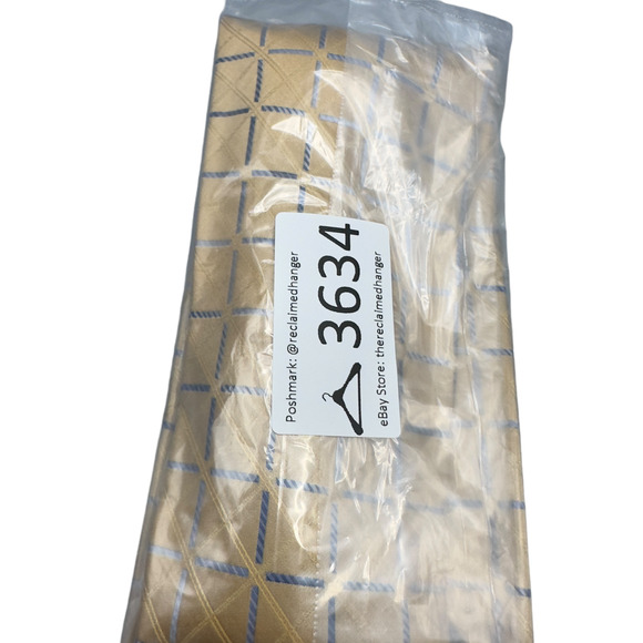 Paul Dione 100% Silk Dress Tie Gold Bold Check Window Pane Pattern 59" 4" - Picture 10 of 10